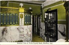 Interior View Wells County Bank Bluffton IN Divided Postcard Posted 1911 picture