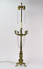 Neo-Classical French Empire Candelabra Table Lamp Cherubs Rams Heads Paw Feet picture