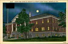 Postcard: G-83 NIGHT-TIME SCENE OF GREENVILLE COUNTY COURT HOUSE SC picture