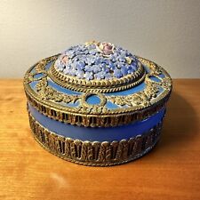 LARGE Antique German ELFINWARE TRINKET BOX / Porcelain Brass Ormolu / Jewelry picture
