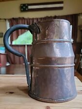 Antique Primitive Copper Pitcher With Wrought Iron Handle picture