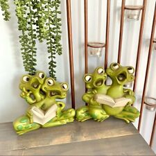 Vintage 1978 Burwood Products Singing Reading Frogs Wall Hangings 2190-1 2190-2  picture