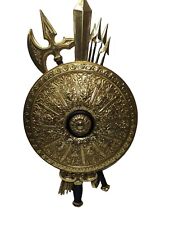 Vintage Gold 1971 Syroco Wall Decor Large Ornate Warrior Shield w/ Weapons USA picture
