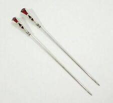 Pair of Antique Paye & Baker Sterling & Glass Art Deco Hatpins 1900s picture