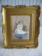 Sweet Antique KPM Germany Porcelain Plaque Young Girl with dog F Wagner Wien picture