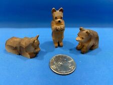 ERZGEBIRGE Brown Bear Figurine Emil Helbig Germany wooden Miniature Set of 3 picture