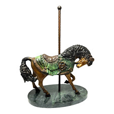Large Carmel Bronze Sculpture Carousel Horse Large Metal Green Marble Base picture