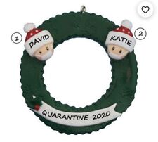 Personalized 2021 Quarantine Wreath Mask Couple Family of 2 Christmas Ornament picture