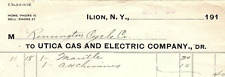 1910 ILION NY UTICA GAS AND ELECTRIC COMPANY REMINGTON CYCLE CLUB BILLHEAD Z4650 picture