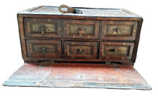 VINTAGE UNIQUE WOODEN 4 DRAWERS JEWELRY BOX HAND CRAFTED WOOD BOX COLLECTIBLES . picture