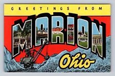 Marion OH-Ohio, LARGE LETTER Greetings, Antique, Vintage Souvenir Postcard picture