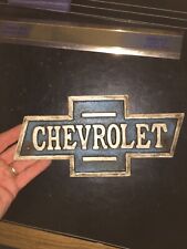 Chevrolet Sign Cast Iron Patina Chevy Plaque Car Auto Truck Collector GIFT  2+LB picture