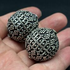 Tibeten Vinatge Handmade Old Antique Style 2 Spacer Beads Real Brass picture