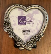 Vtg Weston Gallery Antique Victorian Heart /Rose Silver Tone Picture Frame picture