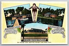 Cayuga Lake Boathouse & Dock Inn Grand View Pavilion NY C1940's Postcard R21 picture
