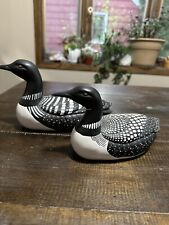 Vintage Hand Painted Minnesota State Bird Pair Of Loons Loon Ceramic Decoy Lot picture