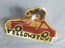 Vintage Yellowstone Pin Bear on Red Car Humor National Park Collectable 1.25