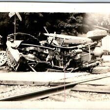 c1910s Large Truck Collision Crash Ruins Real Photo Auto Fire Truck Railway A136 picture