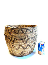 Ancient Native American Indian Huge Basket; Corn Husk Pattern; 1880s to 1910 picture