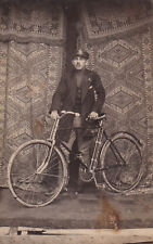 WWI 1918 BULGARIAN POSTCARD MAN WITH OLD BICYCLE picture