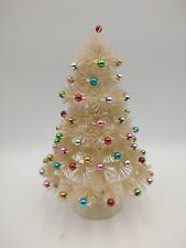 Mid Century Vintage Christmas White Plastic Tree With Plastic Ornaments  11