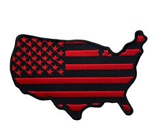 Red Line Fire Fighter American USA Flag Country Shape 4 Inch Patch HT1640 F6D20I picture