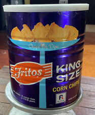 Vintage 1967 FRITOS Advertising Corn Chips Metal Tin Can - Frito Lay MCM RARE picture