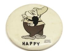 Snow White Happy Dwarf Pin Button Disney Large Vintage picture