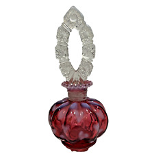 Vintage Fenton Art Glass Cranberry Opalenscent Heart Perfume Bottle picture