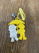 Vintage 1980s Plastic Bell Charm Couple With Umbrella ￼ For 80s Charm Necklace picture