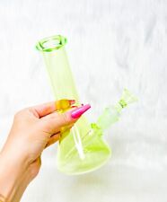 Neon Yellow Iridescent 8in Glass Water Pipe Hookah Glass Pipe Cute Girly picture