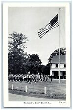 c1920 Retreat Soldiers US Flag Flagpole Parade Camp Grant Illinois IL Postcard picture