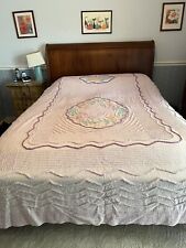 Vintage 1940’s Lavender Floral Chenille Bedspread Full picture