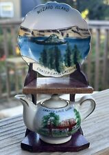 Vintage Crater Lake OR Mini Teapot And Plate On Stand/ Dickson Japan picture
