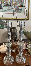 Beautiful Pair  Mid Century Crystal Glass & Silver Boudoir Bedroom Lamps picture
