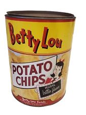 Vintage 1950's Betty Lou Foods Potato Large Chip Can Tin  10