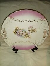 porcelain antique rs prussia or limoges floral hp pink handle tray platter dish picture