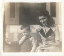 Very Pretty 1940's Woman GIRL Vintage FOUND PHOTOGRAPH bw BOY MOM Snapshot 06 2  picture