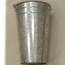 Tall Metal Bucket Vase 12” Galvanized French Bucket Vintage Vase Centerpiece picture