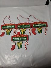 4 Merry Christmas Wood Sign Ornaments Vintage Christmas Decoration picture