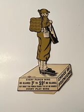 W W II WORLD WAR 2 ARMY SOLIDER GAMBLING PUNCH BOARD DIE CUT CARDBOARD RIFLE GUN picture