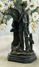 Genuine Solid Detailed Handcrafted Bronze Depicit Cowboy and Faitful Horse Bronz picture