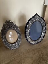 Two Antique Elegant Round Photo Frames (small) 4in x 3in & 3in X 2in picture