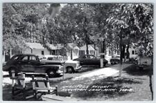 1940's RPPC HOUGHTON LAKE MICHIGAN*CHALIFOUX RESORT COTTAGES CABINS OLD CARS picture