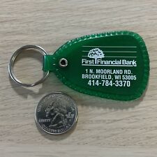 First Financial Bank Brookfield Wisconsin Green Keychain Key Ring #37931 picture