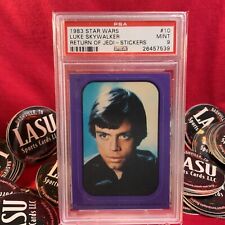 Luke Skywalker 1983 Star Wars Return of Jedi Purple Sticker Card #10 PSA 9 MINT picture