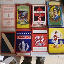 8x Antique Lithograph Patriotic American Vintage Broom Labels Early Advertising picture