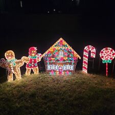 Vintage 5 Piece Gingerbread House & Family XMAS Display Outdoor Light Up READ picture