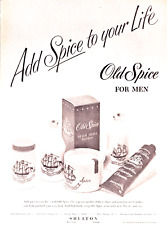 Vintage Old Spice Men 1953 Print Ad After Shave Deodorant Mug Talcum Cream picture