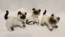 3 Vintage Ceramic Siamese Kittens Cats Figures  picture